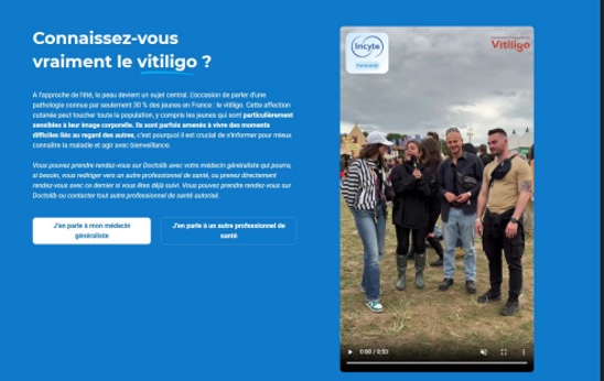 Page d'information Doctolib : « Connaissez-vous vraiment le vitiligo ? »